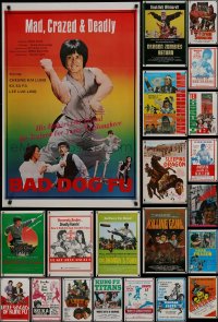 9x492 LOT OF 24 FORMERLY FOLDED KUNG FU EXPORT ENGLISH HONG KONG POSTERS 1960s-1970s cool images!