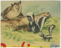 9y283 BAMBI LC 1942 Walt Disney cartoon classic, great image with Flower & owl, heavily trimmed!