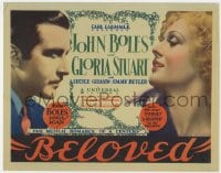 9y018 BELOVED TC 1934 John Boles & Gloria Stuart romance & sing in the musical of a century, rare!