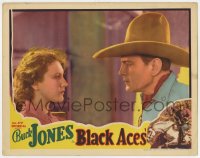 9y301 BLACK ACES LC 1937 great profile close up of Buck Jones & Kay Linaker in intense staredown!