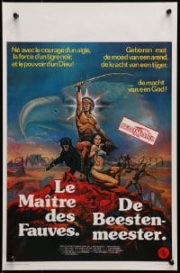 9z413 BEASTMASTER Belgian 1982 art of bare-chested Marc Singer & sexy Tanya Roberts!