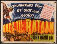 9z810 BACK TO BATAAN style B 1/2sh 1945 art of John Wayne with grenade & Anthony Quinn in WWII!