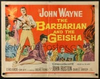 9z813 BARBARIAN & THE GEISHA 1/2sh 1958 John Huston, art of John Wayne with torch & Eiko Ando!