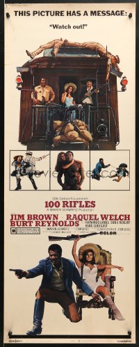 9z004 100 RIFLES insert 1969 Jim Brown, sexy Raquel Welch & Burt Reynolds with guns!