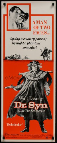 9z063 DR. SYN ALIAS THE SCARECROW insert R1975 Disney, creepy art of Patrick McGoohan as scarecrow!