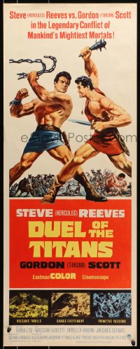 9z064 DUEL OF THE TITANS insert 1963 Romolo e Remo, Steve Hercules Reeves vs Gordon Tarzan Scott!