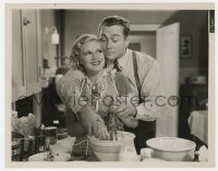 1a087 BABY TAKE A BOW 8x10.25 still 1934 James Dunn helps pretty Claire Trevor in the kitchen!
