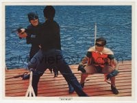 1a006 BATMAN color 7.5x10 still 1966 Adam West & Burt Ward fighting bad guy on boat dock!