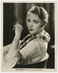 1a103 BEBE DANIELS 8x10 still 1930s wonderful seated portrait in fur-trimmed gown with cigarette!