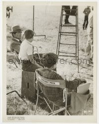 1a121 BIG COUNTRY candid 8x10 still 1958 Gregory Peck in costume by sons on set, one in his chair!