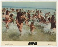 1a024 JAWS 8x10 mini LC R1979 beach goers panic as they learn there's a shark in the water!