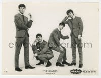 1a101 BEATLES deluxe English 6.5x8.5 still 1963 Dezo Hoffman, standing/kneeling in collarless suits!