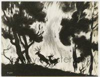 1a095 BAMBI 7x9 still 1942 Walt Disney, Bambi and his dad fleeing a raging forest inferno!