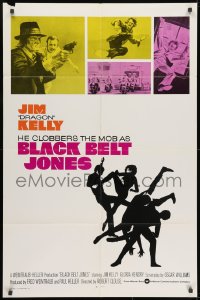 1b128 BLACK BELT JONES int'l 1sh 1974 Jim Dragon Kelly, Scatman Crothers, cool kung fu silhouette art!