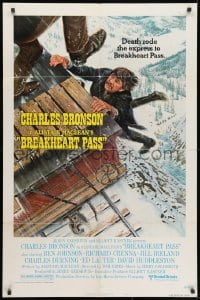 1b158 BREAKHEART PASS style B 1sh 1976 cool art of Charles Bronson by Mort Kunstler!