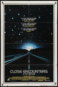 1b208 CLOSE ENCOUNTERS OF THE THIRD KIND 1sh 1977 Spielberg's sci-fi classic, silver border design