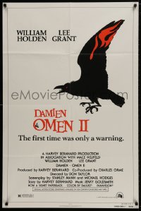 1b236 DAMIEN OMEN II style A 1sh 1978 William Holden, Lee Grant, cool art of demonic crow!