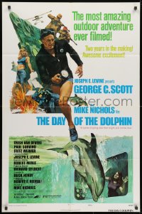 1b244 DAY OF THE DOLPHIN style D 1sh 1973 George C. Scott, Mike Nichols, dolphin assassin!