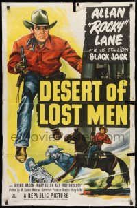 1b258 DESERT OF LOST MEN 1sh 1951 cowboy Allan Rocky Lane & his stallion Black Jack!