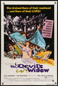 1b262 DEVIL'S WIDOW 1sh 1972 directed by Roddy McDowall, wild art of Ava Gardner, English horror!