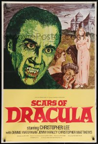 1b029 SCARS OF DRACULA English 1sh 1970 c/u art of bloody vampire Christopher Lee, Hammer horror!