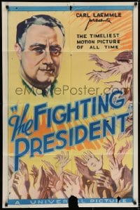 1b335 FIGHTING PRESIDENT 1sh 1933 great art of hands applauding Franklin D. Roosevelt, rare!