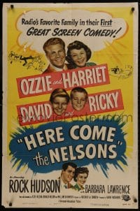 1b423 HERE COME THE NELSONS 1sh 1951 Ozzie, Harriet, Ricky, David & Rock Hudson too!