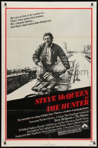 1b445 HUNTER 1sh 1980 bounty hunter Steve McQueen riding on top of a Chicago El!