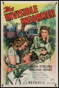 1b464 INVISIBLE INFORMER 1sh 1946 Linda Stirling, William Henry, insurance fraud, cool artwork!