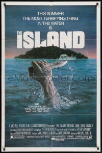 1b467 ISLAND 1sh 1980 cool artwork of hand out of water holding knife by Gehm!