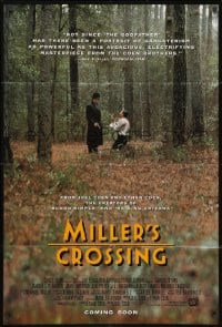 1b592 MILLER'S CROSSING int'l advance 1sh 1990 Coen Bros, Gabriel Byrne & John Turturro in forest!