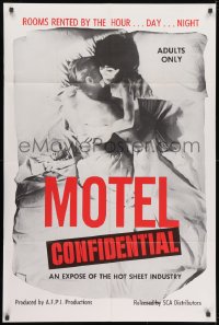 1b600 MOTEL CONFIDENTIAL 1sh 1967 the hot sheet industry, rooms by the hour, day, or night!