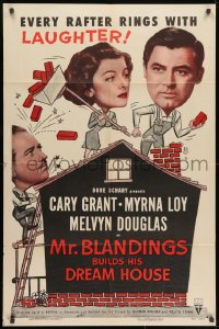 1b603 MR. BLANDINGS BUILDS HIS DREAM HOUSE 1sh R1954 Cary Grant, Myrna Loy & Melvyn Douglas!