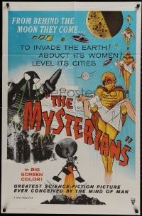 1b611 MYSTERIANS 1sh 1959 they're abducting Earth's women & leveling its cities, RKO printing!