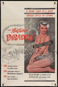 1b617 NATURE'S PARADISE 1sh 1960 nudist colony, great different artwork of sexy topless woman!