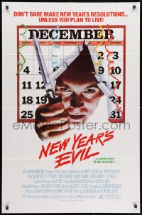 1b620 NEW YEAR'S EVIL 1sh 1980 killer busting through calendar, a celebration of the macabre!