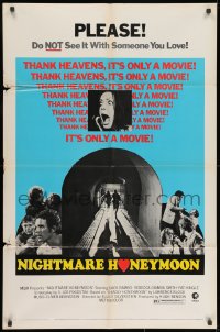 1b629 NIGHTMARE HONEYMOON 1sh 1973 do not see it with someone you love, it's only a movie!