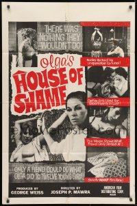 1b645 OLGA'S HOUSE OF SHAME 1sh 1964 only a fiend could do what she did to 12 young girls!