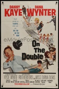 1b650 ON THE DOUBLE 1sh 1961 great art of wacky Danny Kaye & sexy Diana Dors in bubbles!