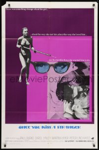 1b652 ONCE YOU KISS A STRANGER 1sh 1969 full-length sexy Carol Lynley in swimsuit with harpoon gun!