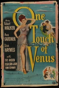 1b657 ONE TOUCH OF VENUS 1sh 1948 sexy Ava Gardner, Robert Walker, great full-length art!