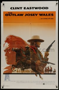 1b661 OUTLAW JOSEY WALES int'l 1sh 1976 Eastwood is an army of one, Roy Andersen profile art!