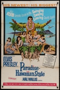 1b668 PARADISE - HAWAIIAN STYLE 1sh 1966 Elvis Presley on the beach with sexy tropical babes!