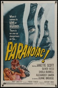 1b669 PARANOIAC 1sh 1963 a harrowing excursion that takes you deep into its twisted mind!