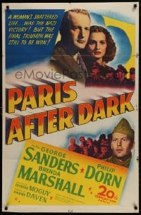 1b672 PARIS AFTER DARK 1sh 1943 George Sanders, Brenda Marshall & Philip Dorn in WWII France!