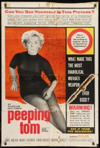 1b677 PEEPING TOM 1sh 1962 Michael Powell's controversial English voyeur serial killer classic!