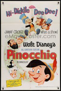 1b685 PINOCCHIO 1sh R1971 Disney classic fantasy cartoon about a wooden boy who wants to be real!