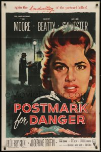1b699 POSTMARK FOR DANGER 1sh 1956 Terry Moore is hunted by the postcard killer!