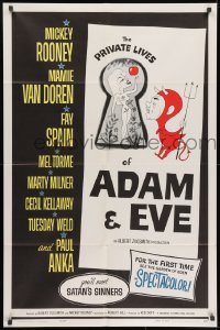 1b707 PRIVATE LIVES OF ADAM & EVE 1sh 1960 wacky art of Mamie Van Doren & devil Mickey Rooney