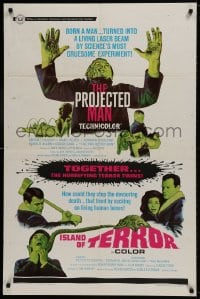 1b710 PROJECTED MAN/ISLAND OF TERROR 1sh 1967 English sci-fi horror double-feature!